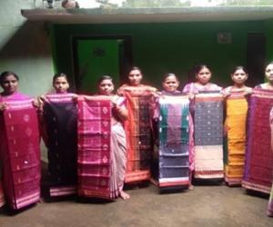 Jay Kaleshi SHG of Bagedia, Kasurbandh , Boudh block weaving Sambalpuri Handloom Sarees
